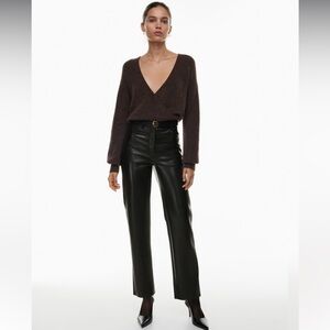 WILFRED The Melina by ARITZIA Soft Vegan Leather High Waisted Black Pants Size 4